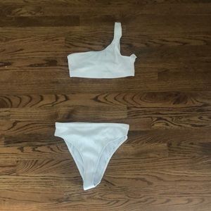 White One Shouldered Bikini Set
